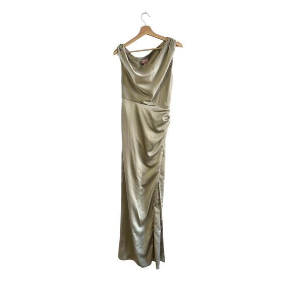 Show Me Your Mumu Jodie Dress in Moss Green Luxe Satin S - Picture 4 of 7